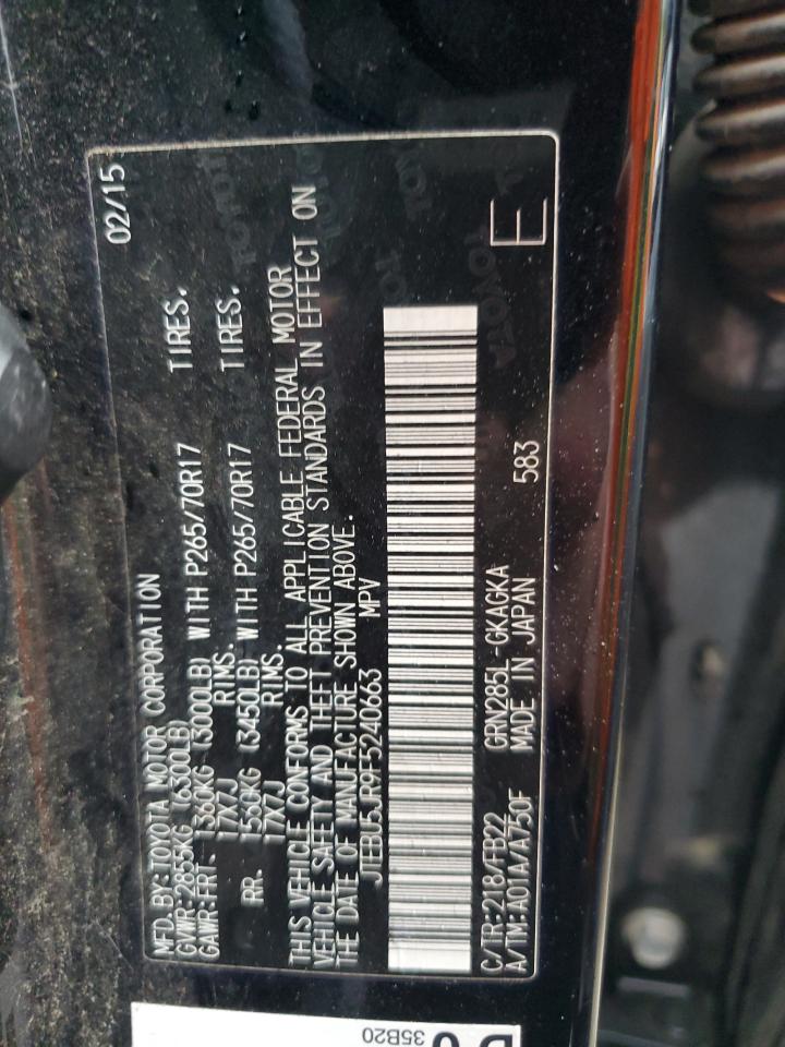 JTEBU5JR9F5240663 2015 Toyota 4Runner Sr5