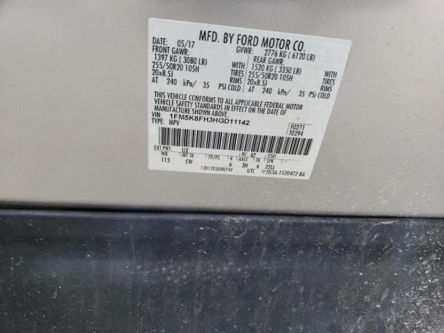 2017 Ford Explorer Limited VIN: 1FM5K8FH3HGD11142 Lot: 51367744