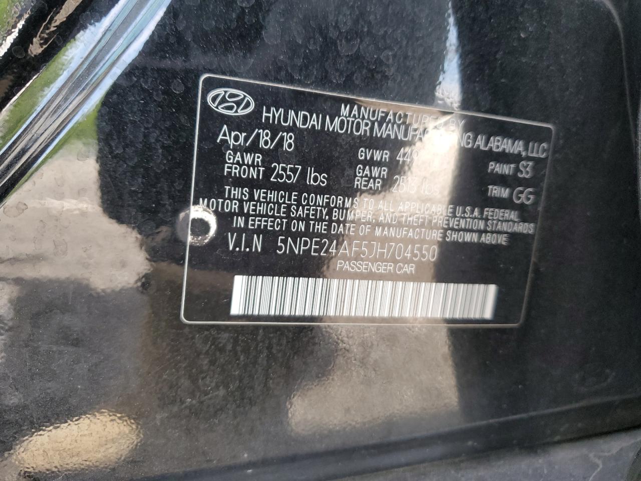 5NPE24AF5JH704550 2018 Hyundai Sonata Se