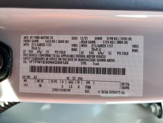 2022 FORD F150 SUPER - 1FTFW1E50NKD09126