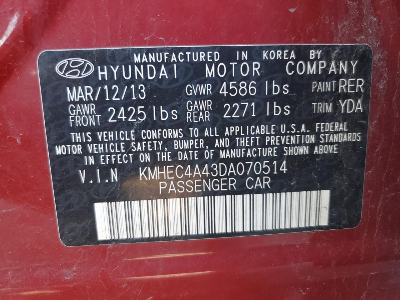 KMHEC4A43DA070514 2013 Hyundai Sonata Hybrid