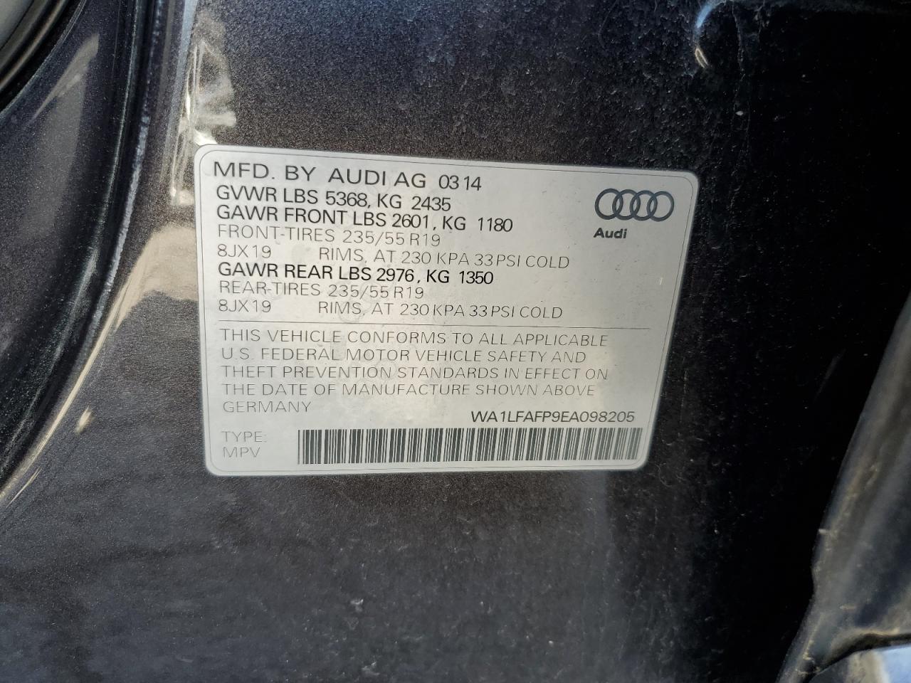 WA1LFAFP9EA098205 2014 Audi Q5 Premium Plus