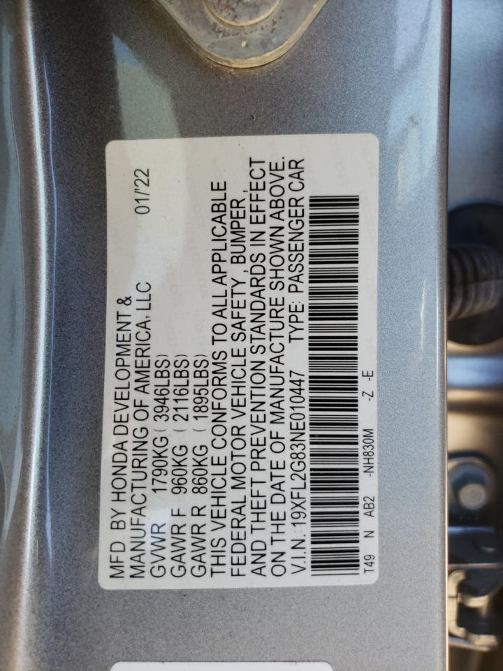 19XFL2G83NE010447 2022 Honda Civic Sport