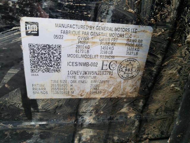 2022 Chevrolet Traverse Rs VIN: 1GNEVJKW5NJ183791 Lot: 50759234