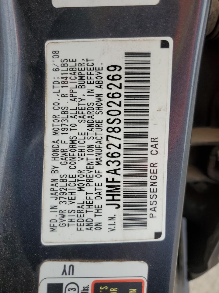 JHMFA36278S026269 2008 Honda Civic Hybrid