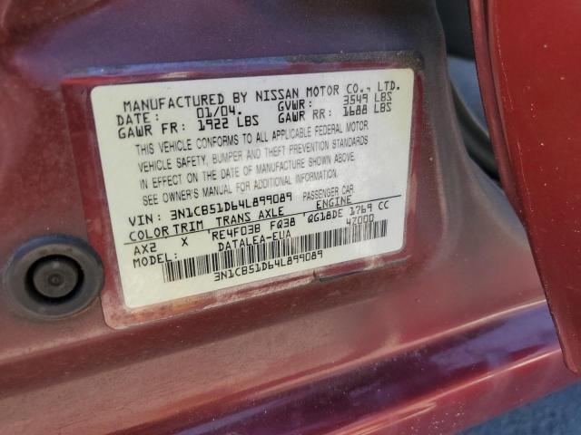 2004 Nissan Sentra 1.8 VIN: 3N1CB51D64L899089 Lot: 50780304