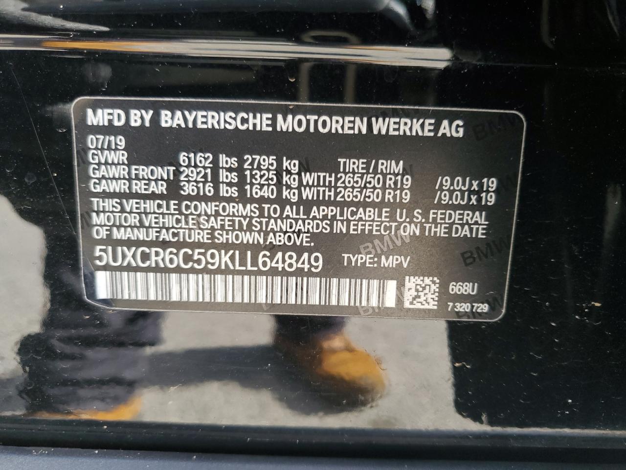 5UXCR6C59KLL64849 2019 BMW X5 xDrive40I