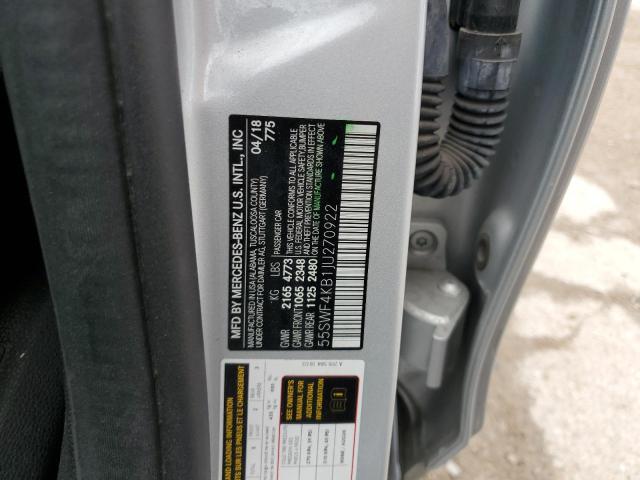 2018 Mercedes-Benz C 300 4Matic VIN: 55SWF4KB1JU270922 Lot: 51164464