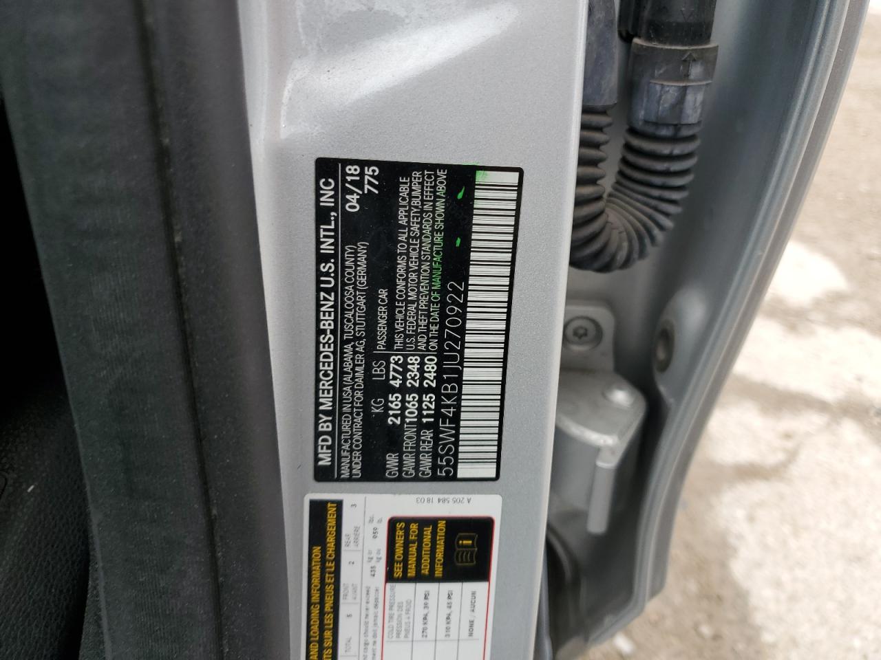 55SWF4KB1JU270922 2018 Mercedes-Benz C 300 4Matic