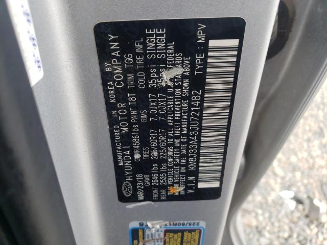 2018 Hyundai Tucson Sel VIN: KM8J33A43JU721482 Lot: 50857204