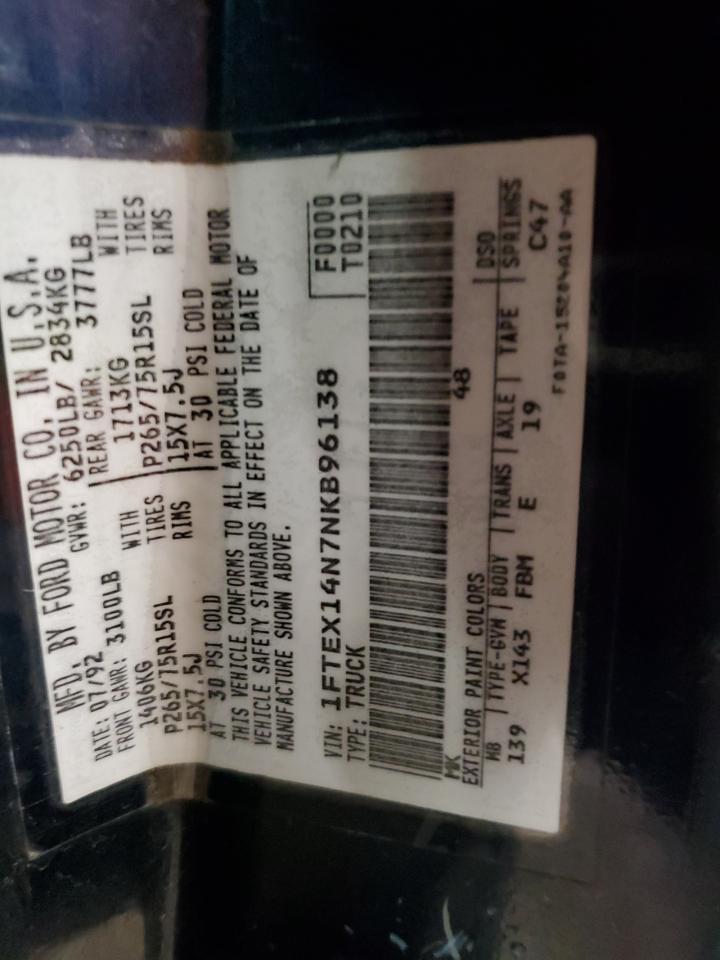 1FTEX14N7NKB96138 1992 Ford F150