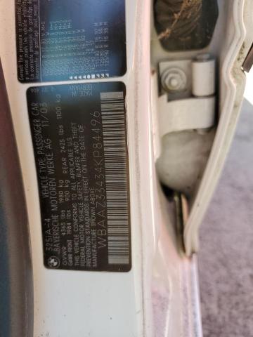 2004 BMW 325 Is Sulev VIN: WBAAZ33434KP84496 Lot: 50519834