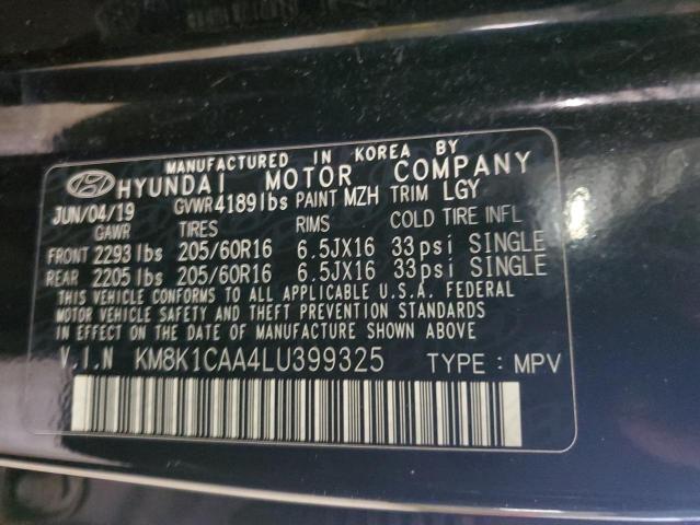 2020 Hyundai Kona Se VIN: KM8K1CAA4LU399325 Lot: 52599234