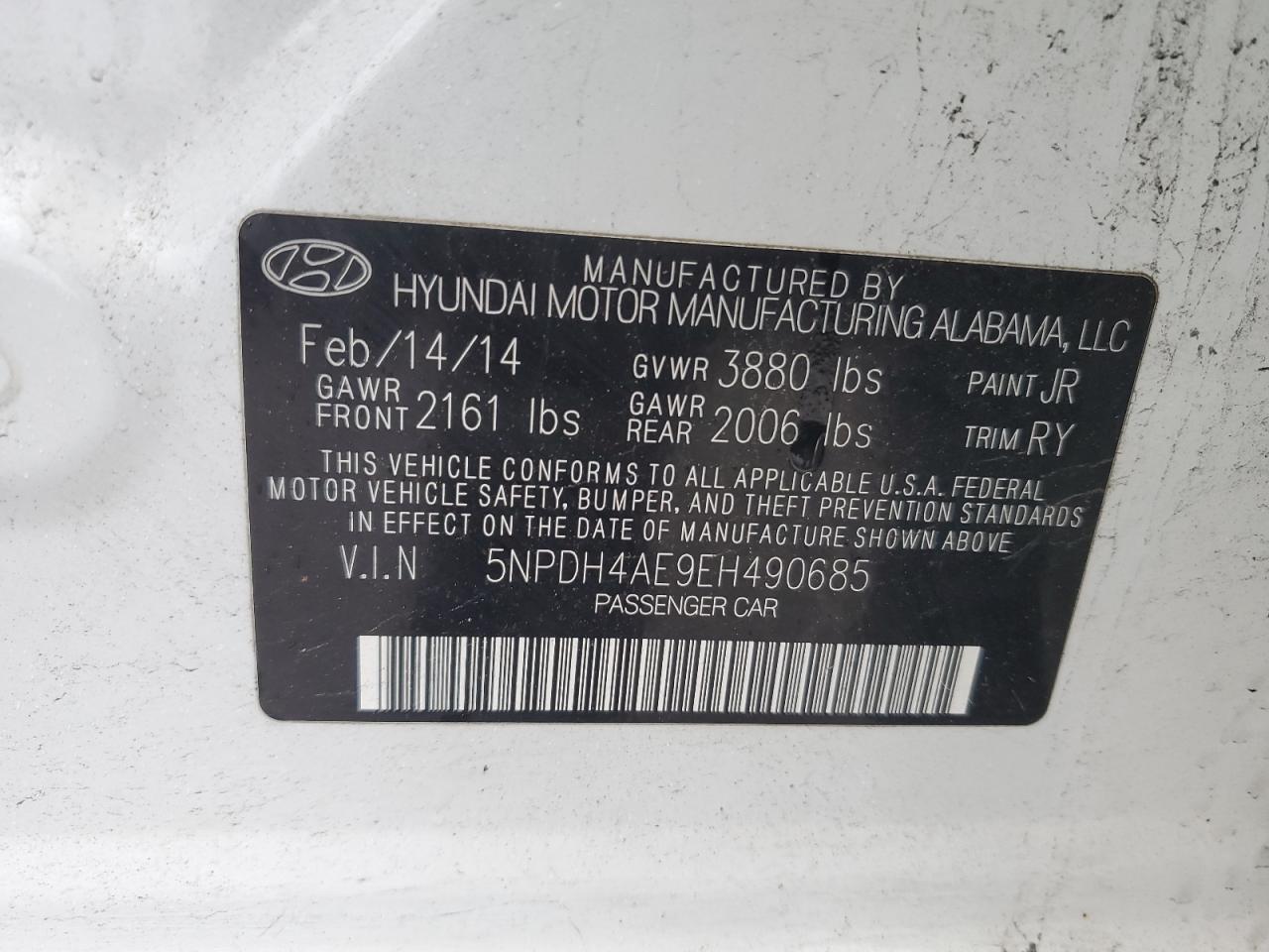 5NPDH4AE9EH490685 2014 Hyundai Elantra Se