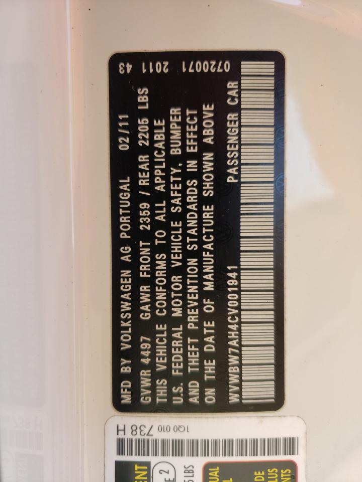 2012 Volkswagen Eos Komfort vin: WVWBW7AH4CV001941