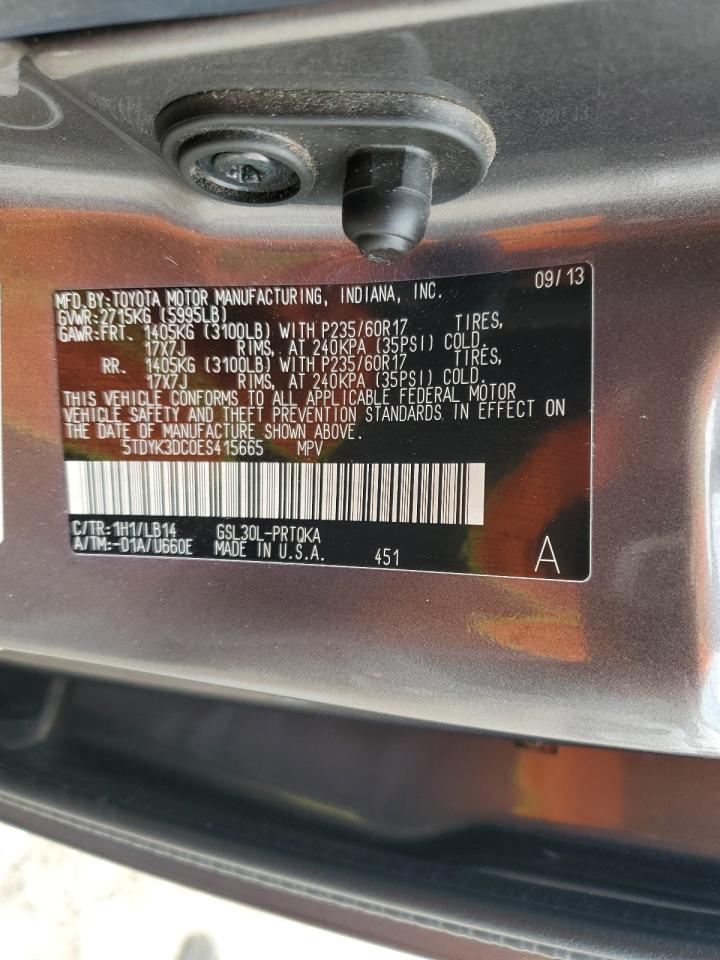5TDYK3DC0ES415665 2014 Toyota Sienna Xle