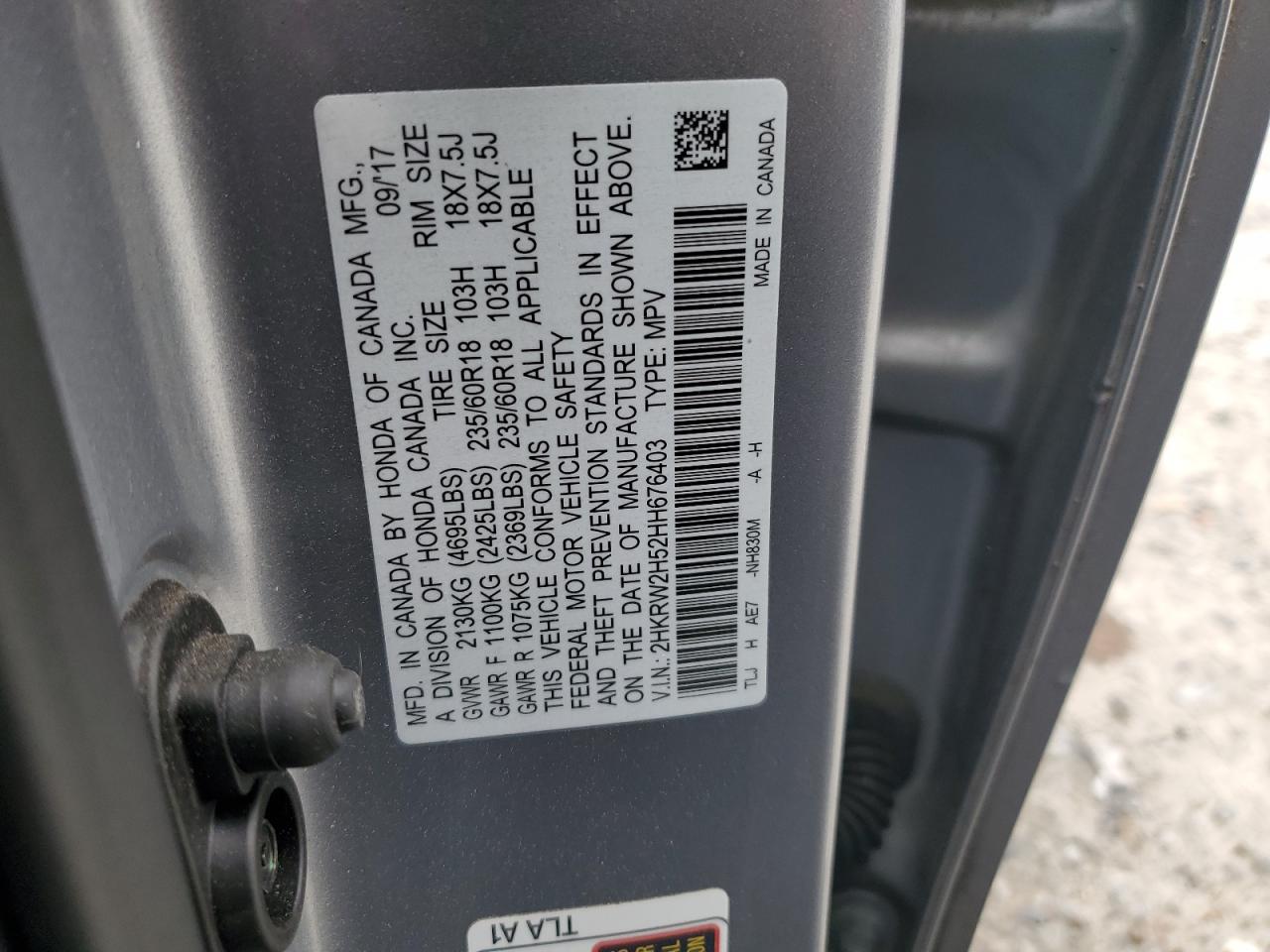 2HKRW2H52HH676403 2017 Honda Cr-V Ex