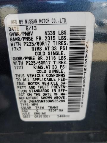 2013 Nissan Rogue S VIN: JN8AS5MT6DW535289 Lot: 50665374