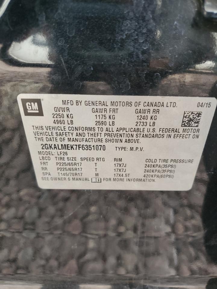 2GKALMEK7F6351070 2015 GMC Terrain Sle