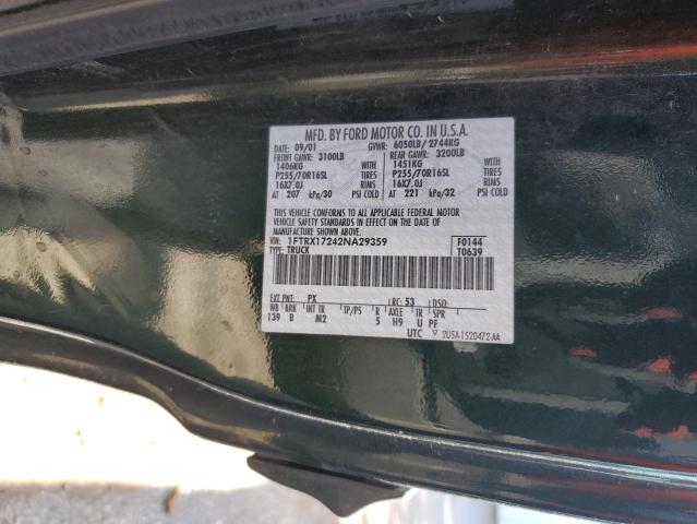 2002 Ford F150 VIN: 1FTRX17242NA29359 Lot: 50905364