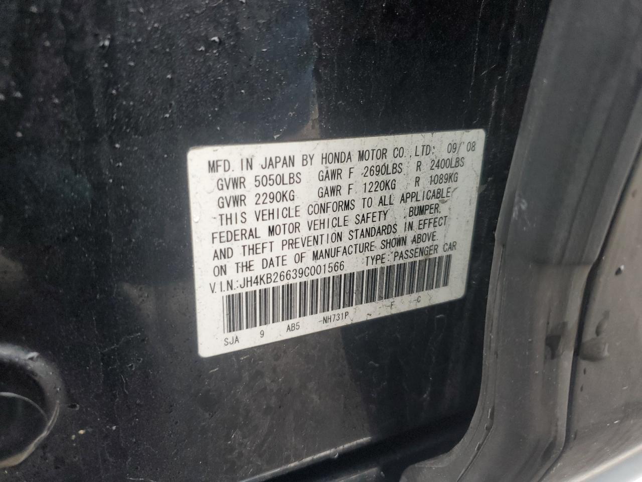 JH4KB26639C001566 2009 Acura Rl