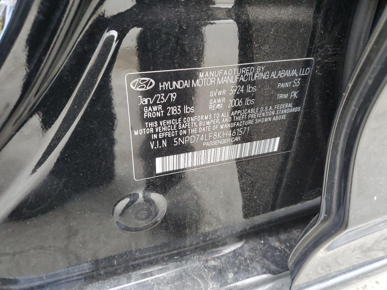 5NPD74LF8KH461571 2019 Hyundai Elantra Se