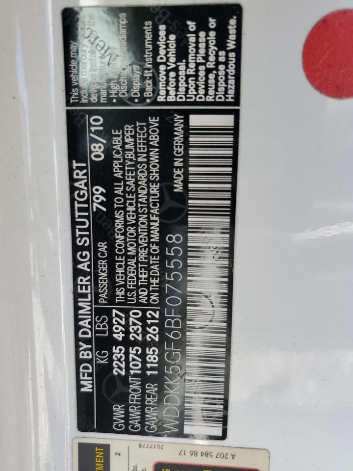 WDDKK5GF6BF075558 2011 Mercedes-Benz E 350