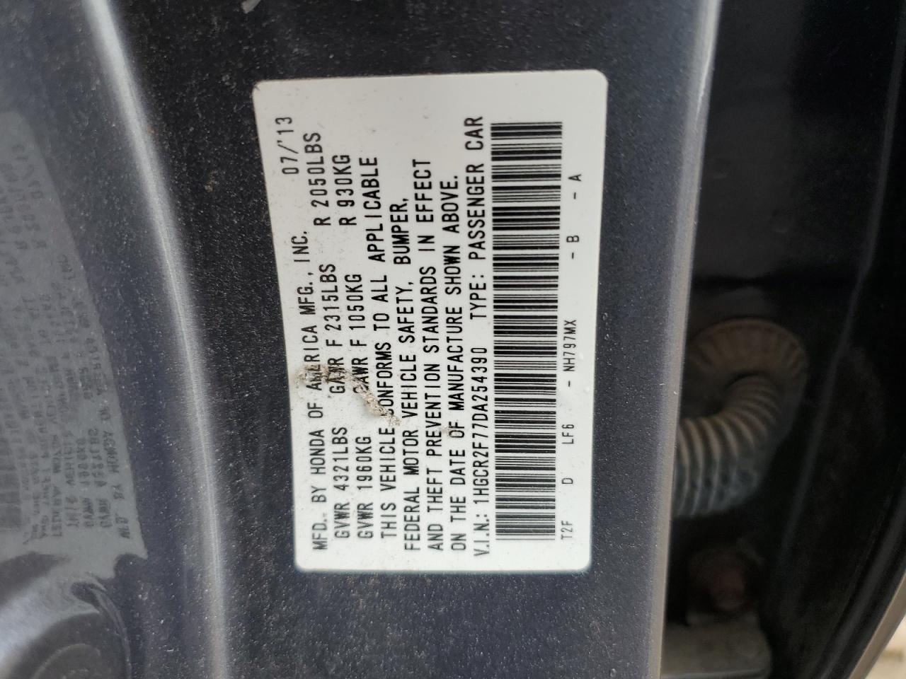 1HGCR2F77DA254390 2013 Honda Accord Ex