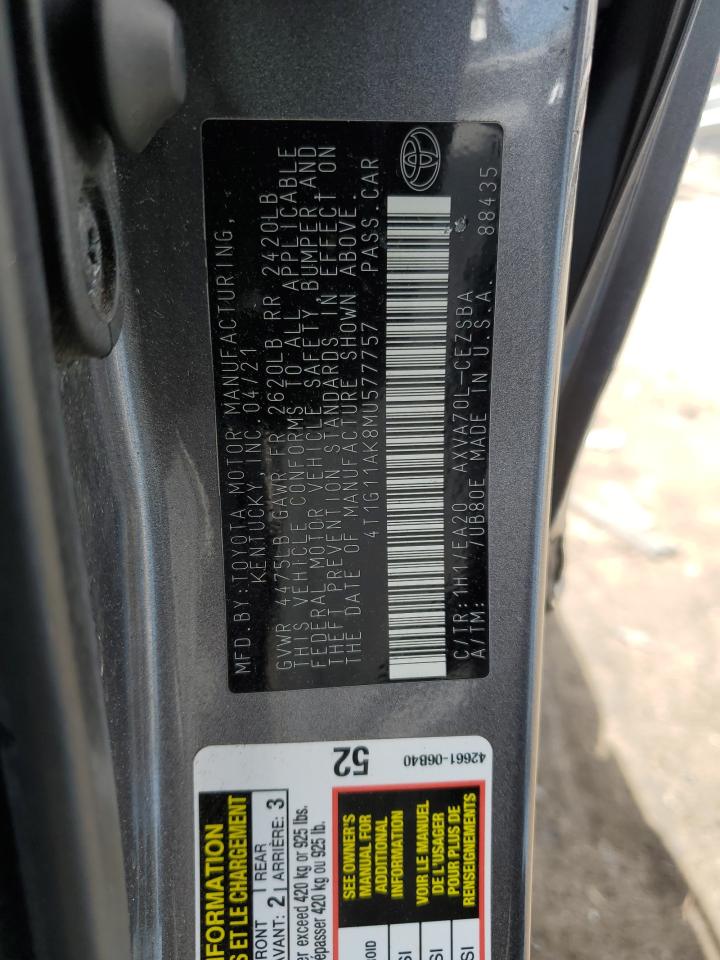 4T1G11AK8MU577757 2021 Toyota Camry Se