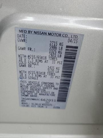 2015 Nissan Pathfinder S VIN: 5N1AR2MMXFC667051 Lot: 51959704