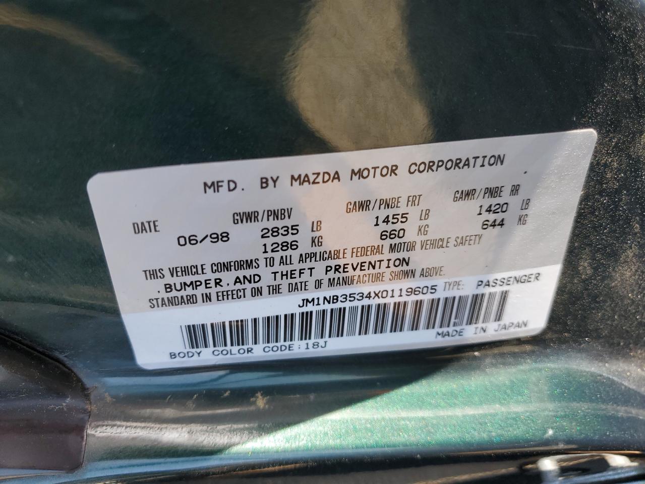 JM1NB3534X0119605 1999 Mazda Mx-5 Miata