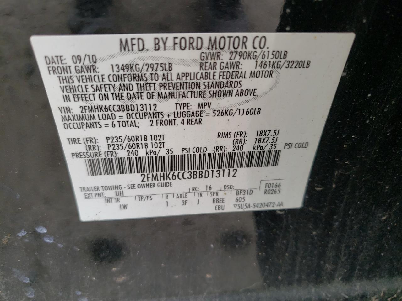 2FMHK6CC3BBD13112 2011 Ford Flex Sel