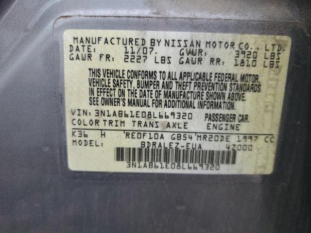 2008 Nissan Sentra 2.0 VIN: 3N1AB61E08L669320 Lot: 50047224