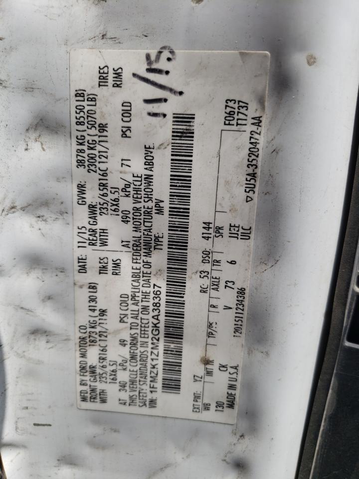 1FMZK1ZM2GKA38367 2016 Ford Transit T-150