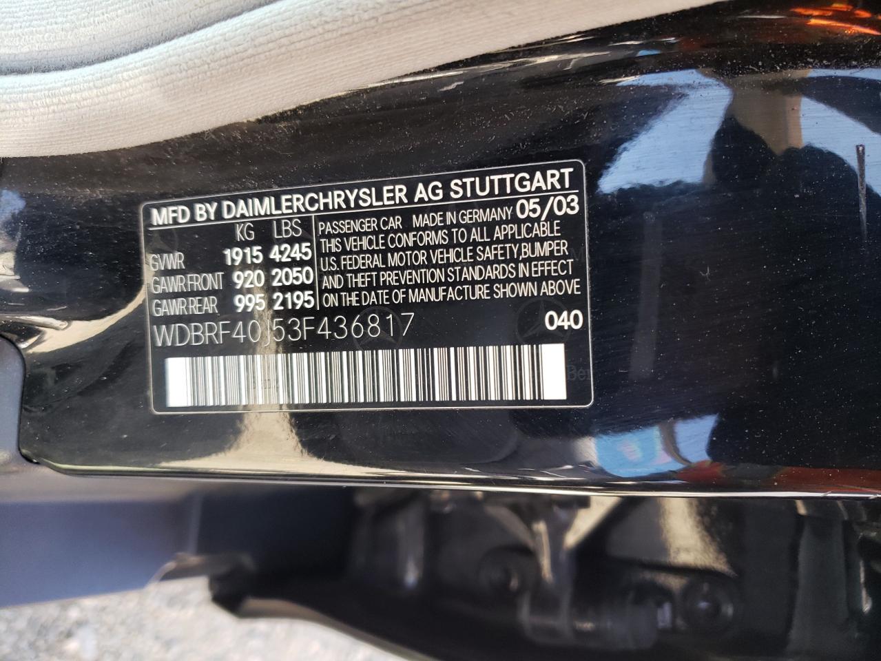 WDBRF40J53F436817 2003 Mercedes-Benz C 230K Sport Sedan