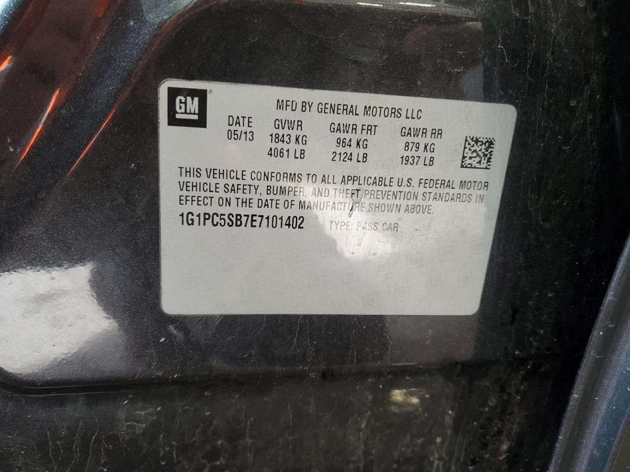 1G1PC5SB7E7101402 2014 Chevrolet Cruze Lt