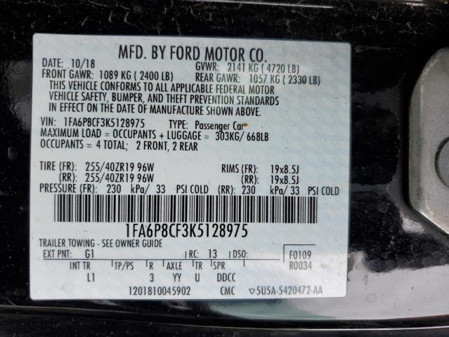 2019 FORD MUSTANG GT - 1FA6P8CF3K5128975