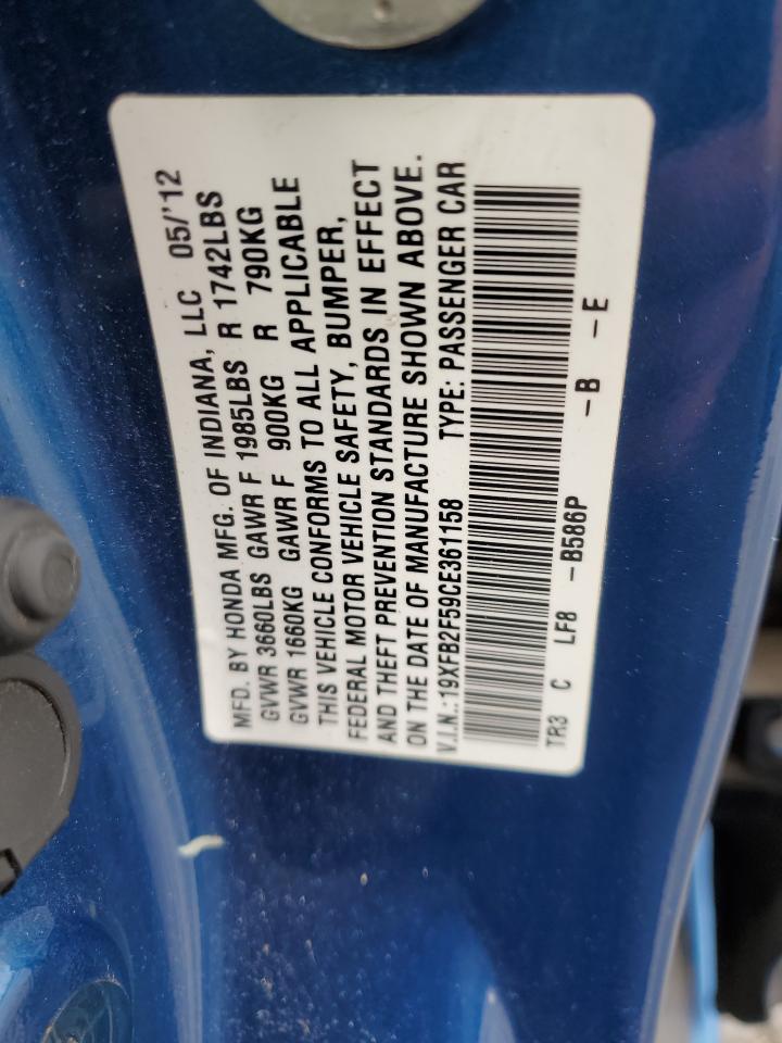 19XFB2F59CE361158 2012 Honda Civic Lx