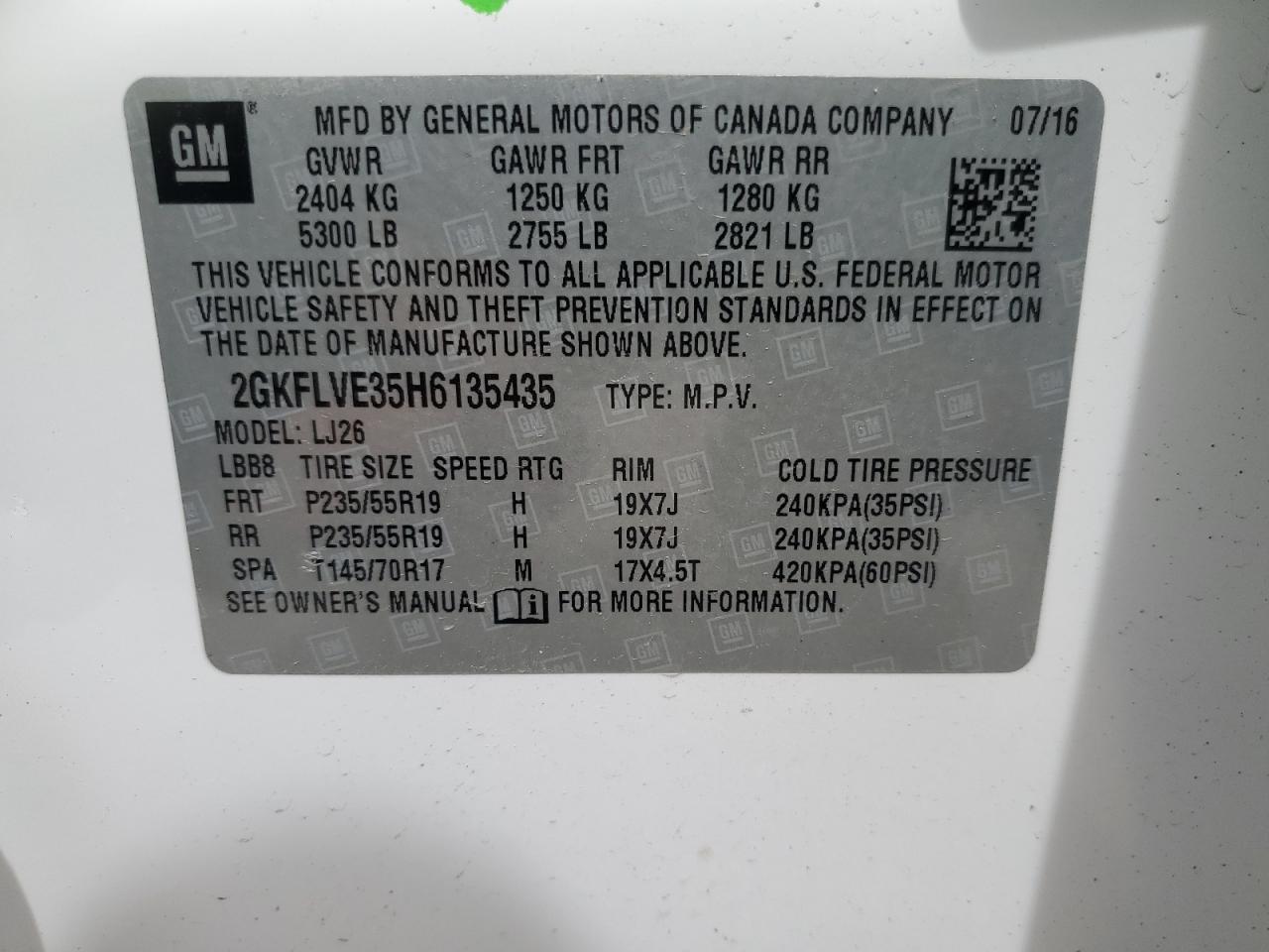 2GKFLVE35H6135435 2017 GMC Terrain Denali