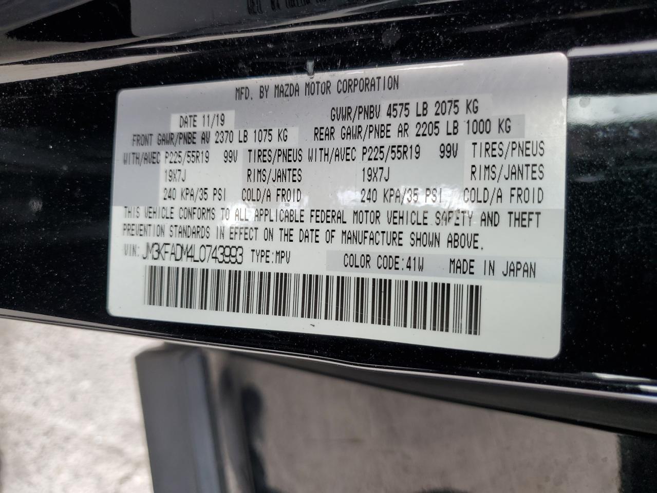 JM3KFADM4L0743993 2020 Mazda Cx-5 Grand Touring