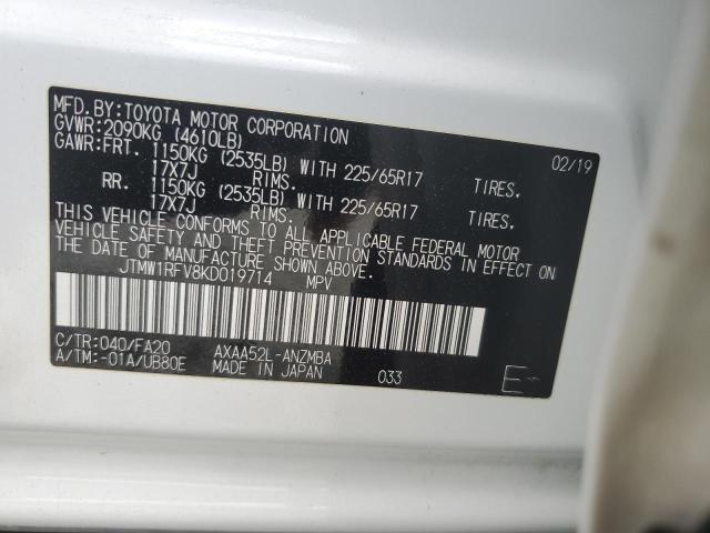 2019 TOYOTA RAV4 XLE - JTMW1RFV8KD019714