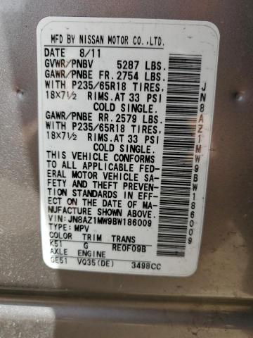 2011 Nissan Murano S VIN: JN8AZ1MW9BW186009 Lot: 49210994
