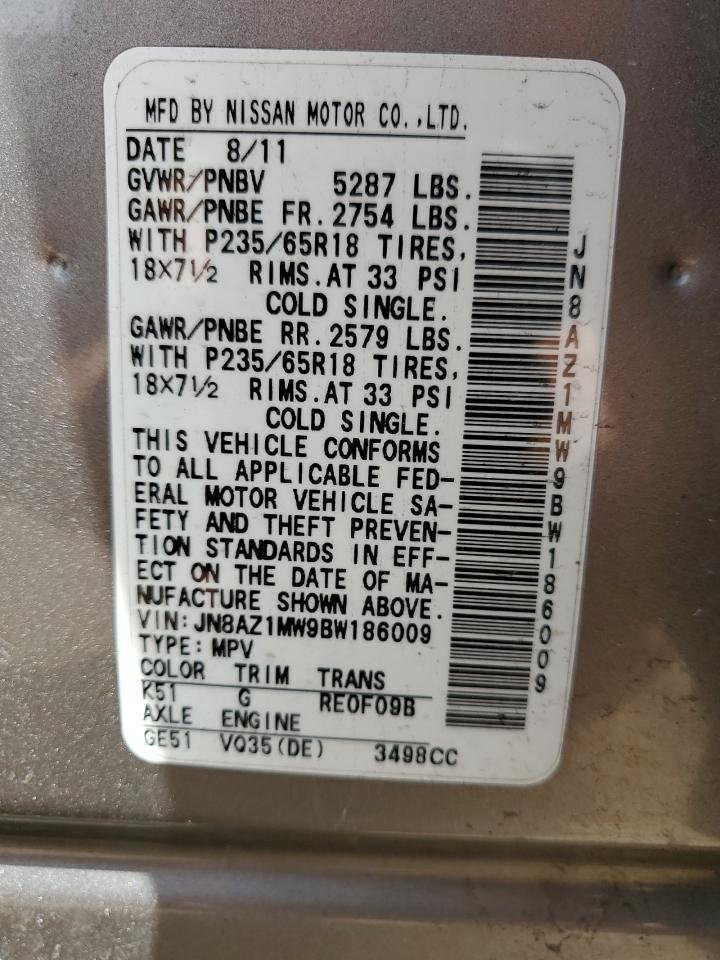 JN8AZ1MW9BW186009 2011 Nissan Murano S