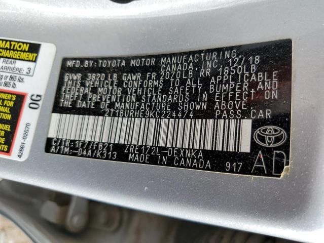 2019 TOYOTA COROLLA L - 2T1BURHE9KC224474