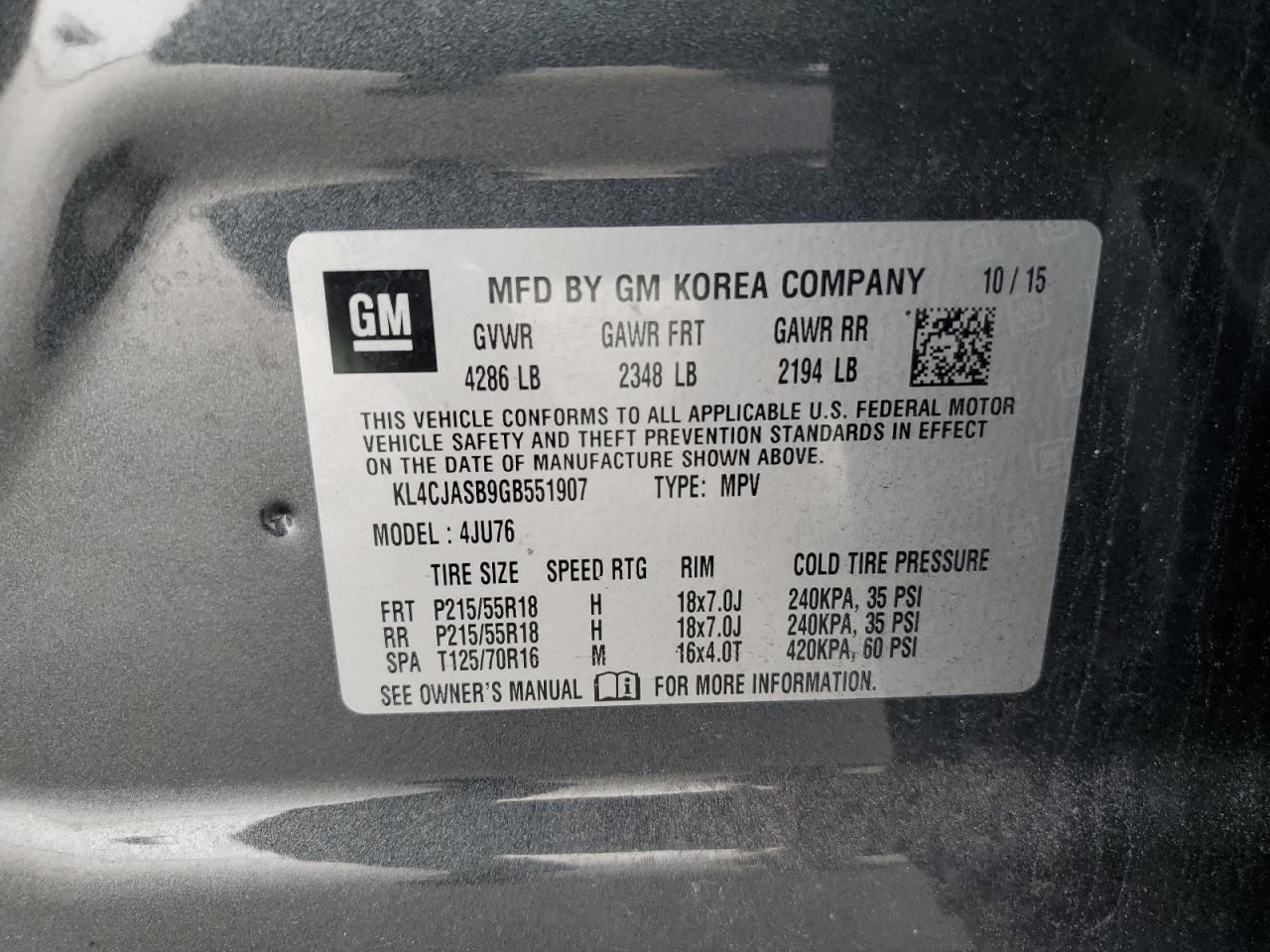 KL4CJASB9GB551907 2016 Buick Encore