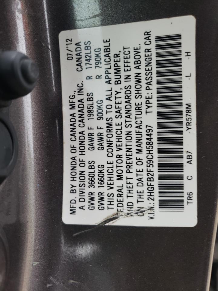 2HGFB2F59CH584497 2012 Honda Civic Lx