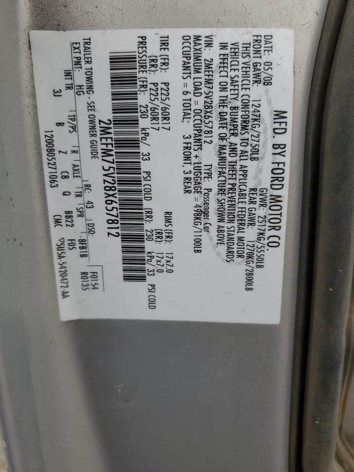 2MEFM75V28X657812 2008 Mercury Grand Marquis Ls