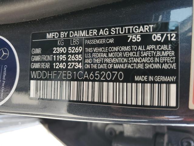 2012 Mercedes-Benz E 63 Amg VIN: WDDHF7EB1CA652070 Lot: 51411994