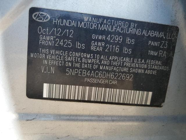 2013 Hyundai Sonata Gls VIN: 5NPEB4AC6DH622692 Lot: 50990324