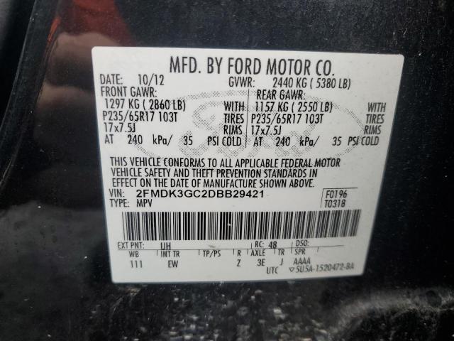 2013 Ford Edge Se VIN: 2FMDK3GC2DBB29421 Lot: 50755584